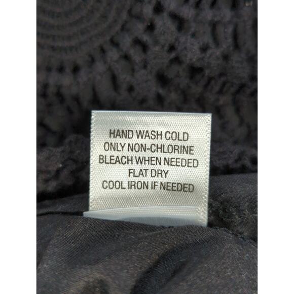 ELLE Black Crochet Lace Overlay Cotton Skirt Womens Size 6 Lined A-Line Career - Picture 10 of 10